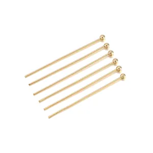Set of 6 gold plated stainless steel ball head pins for DIY jewelry making accessories
