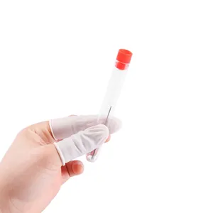 Thickened white latex finger protectors and sewing needles in a transparent tube set