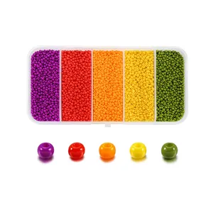 Set perline di vetro fai-da-te in scatola a 5 scomparti con perline viola rosso arancio giallo verde