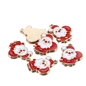 Pendentifs Père Noël en alliage avec émail rouge pour la création de bijoux DIY