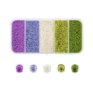 Detailansicht der 2mm bunten Acryl-Perlen in 5-Fächer-Box für DIY-Schmuckherstellung