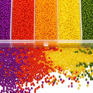 Set perline di vetro in 5 colori per gioielli fai-da-te con scatola, perline 2mm