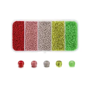 5-Fächer-Box mit 2mm bunten Acryl-Perlen für DIY-Schmuckherstellung und Armbänder