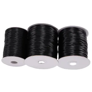 Three rolls of 1.5mm black Korean wax cord strings for DIY jewelry and necklaces