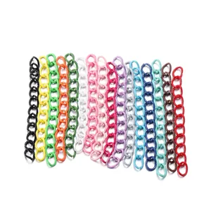 Close-up of 50mm colorful painted metal extension chains for DIY jewelry making