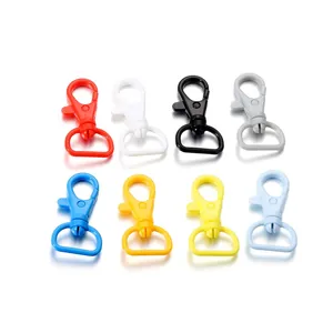 Colorful 40mm plastic swivel lobster clasps for DIY jewelry and keychains in eight vivid shades