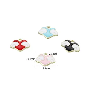 Colorful alloy heart wing charms set for DIY jewelry making in multiple vibrant colors