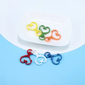 Colorful heart-shaped zinc alloy lobster clasps for DIY jewelry and keychains