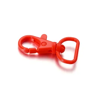 Bright red 40mm candy color plastic lobster clasp with 360-degree rotating D-ring swivel hook