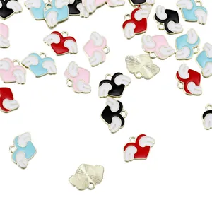 Alloy Heart Wings Enamel Pendant For DIY Jewelry Making Colorful Angel Wing Drip Oil Charms Korean Style Necklace Accessories