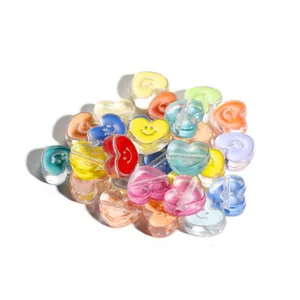 Colorful heart acrylic smiley face beads set for DIY jewelry and crafts making