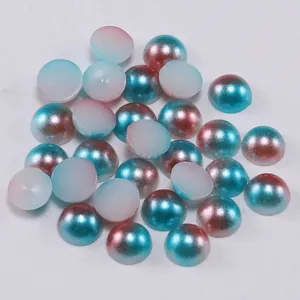Macro shot of colorful gradient semi-round resin pearls for DIY phone case crafts