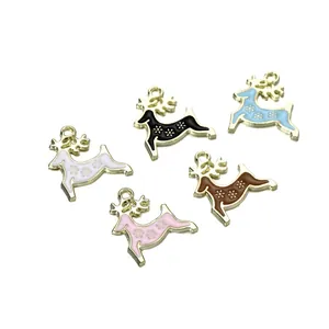 Macro detail of alloy elk charms with colorful oil drip finish for DIY jewelry crafting