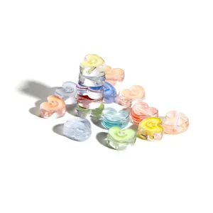 Colorful acrylic heart beads with smiley faces for DIY jewelry making and crafts
