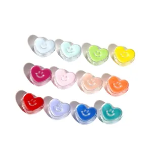 Colorful acrylic heart beads with smiley faces for DIY jewelry making and crafts