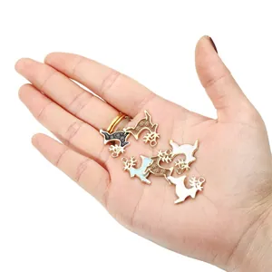 Set of colorful enamel elk charms with gold alloy edges and stars for DIY jewelry making