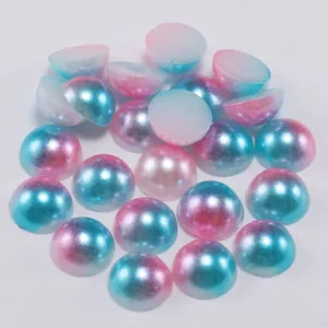 Flatback round gradient blue and purple resin pearls with a soft pearlescent finish