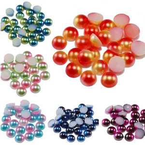Half Round Flatback ABS Gradient Imitation Pearls Resin Beads For DIY Jewelry Making Nail Art Phone Case Decoration Crafts