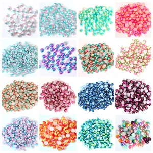 Mix of 16 colors flatback half round acrylic pearls for DIY crafts and nail art