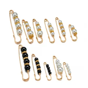 Broche de Alfiler de Seguridad de Aleación de Perlas Artificiales de Imitación para Mujer Ajustador de Cintura Antiexposición Dorado Joyería