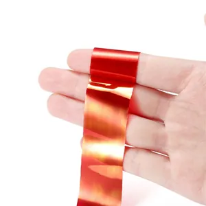 Papel aurora rojo metálico para uñas con efecto de reflexión de espejo brillante