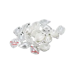 Pearlescent white ABS faux pearl flower petal beads for DIY jewelry and hair accessories