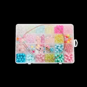 Détails du kit de perles DIY à 24 compartiments avec perles pastel et accessoires filles