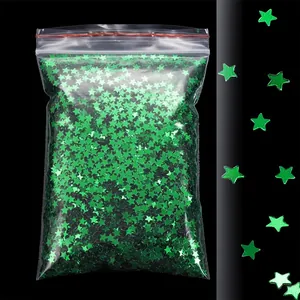 Lustrini verdi brillanti a forma di stella per nail art e artigianato in busta