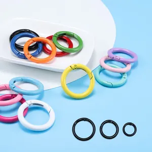 Mousqueton Rond en Alliage Laqué Anneau en O à Ressort pour Porte-clés DIY Fabrication de Bijoux Accessoires de Sac Couleurs Bonbon