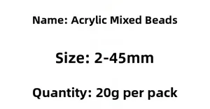 Detail specifications for acrylic mixed beads pack 20g for DIY phone chain crafts