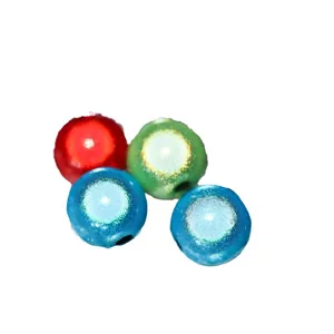 Perle rotonde in acrilico con riflesso laser rosso, verde e blu per gioielli fai-da-te