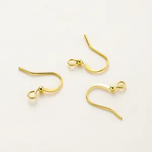 Ganchos de pendientes chapados en oro con cuentas y aros para bisutería DIY
