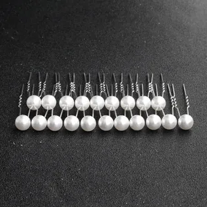 Set of 20 white pearl U-shaped hair pins for bridal styling and elegant updos