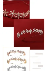 Three-color bridal headbands featuring rhinestones and star patterns in silver, gold, and rose gold