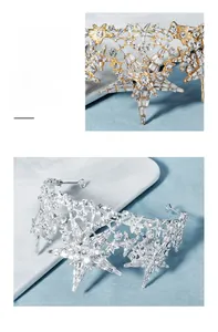 Détail d'une couronne de mariée étoile faite main avec cristaux brillants et fil de fer