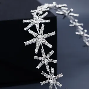 Elegant silver star headband with sparkling rhinestones for wedding and party hair styling