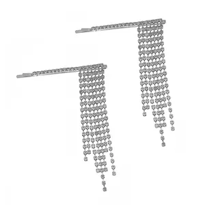 Sparkling rhinestone tassel hair clips with silver fringe for elegant hairstyles