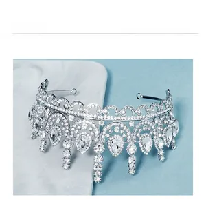 Detailed macro view of luxury silver alloy bridal tiara with sparkling crystal rhinestones
