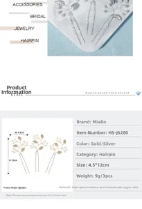 Detailed view of U-shaped bridal hair pins with handmade copper wire and pearls