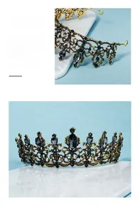Macro detail of vintage gold hollow crown featuring dark grey rhinestones and intricate carving