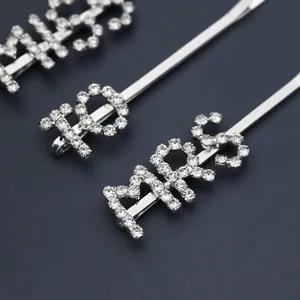 Silver bobby pins with MRS and I DO rhinestone letters for bridal hair accessories