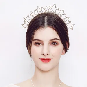 Diadema Elegante de Estrellas con Diamantes de Imitación Tiara de Pentagrama Brillante para Mujer Fiesta Cumpleaños Boda