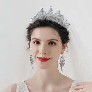 Corona de Strass de Lujo Aleación Tiara Nupcial para Mujer Accesorios para el Cabello Boda Fotografía Fiesta de Cumpleaños Plata