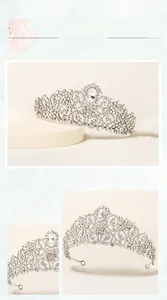 Detailed macro view of luxury silver wedding crown with intricate rhinestone inlaying