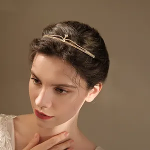 Couronne de Mariée de Style Coréen Tiara en Alliage de Zinc avec Strass Étincelants Serre-tête pour Femmes Mariage Banquet Élégants Accessoires de Cheveux