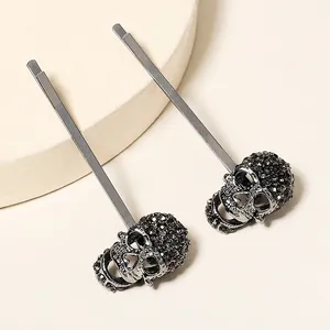 Horquillas de calavera gótica con diamantes de imitación para accesorios de Halloween