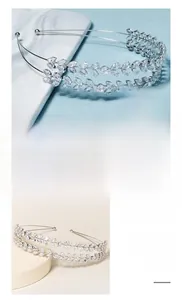 Detail of silver leaf headband crafted from eco-friendly zinc alloy with crystal beads