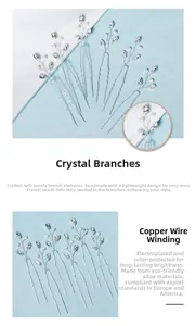 Detailed close-up of handmade bridal hair pins with silver wire, crystals and white pearls
