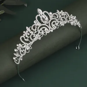 Bridal Crown Tiara Alloy Zirconia Rhinestone Flower Heart Wedding Party Hair Accessories For Women Princess Headpiece