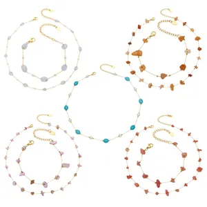 Buntes Edelstein-Perlen Halsketten und Armband Schmuckset in fünf böhmischen Stilen